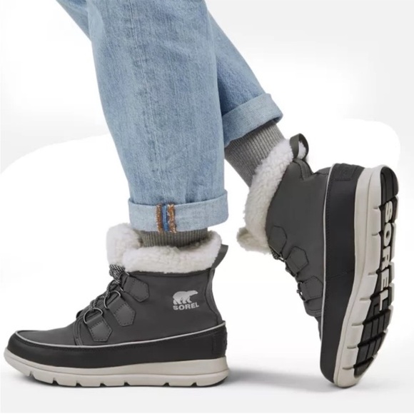 SOREL Explorer Carnival Waterproof Boot Faux Fur Collar Quarry  Women’s 9.5 - Picture 1 of 11